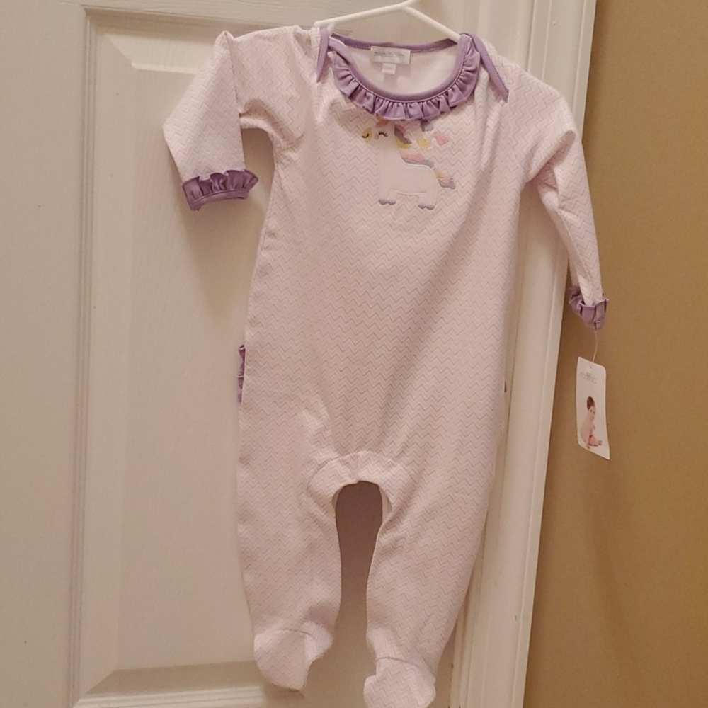 Magnolia Baby Unicorn Ruffle Sleeper